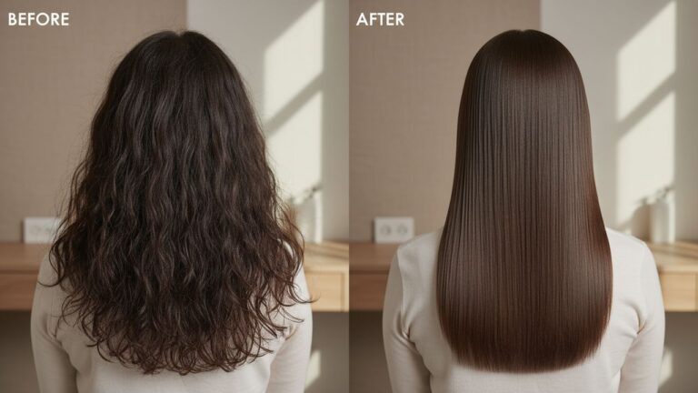 Avant-après la réalisation d'un lissage indien