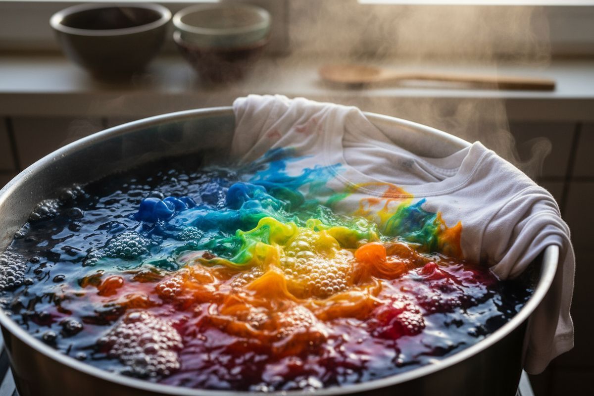 Mettre le t short dans l'eau bouillante
