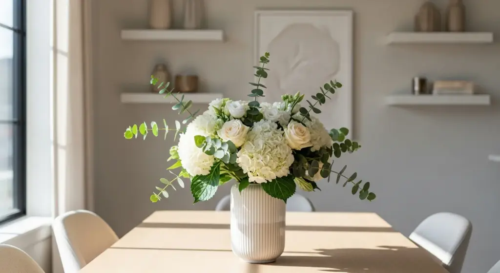 Bouquet de fleurs posé sur une table