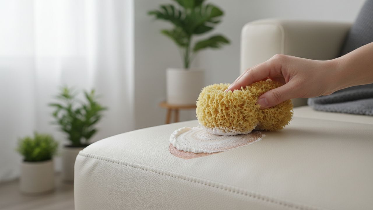 Nettoyage d'une tache d'encre sur du simili cuir