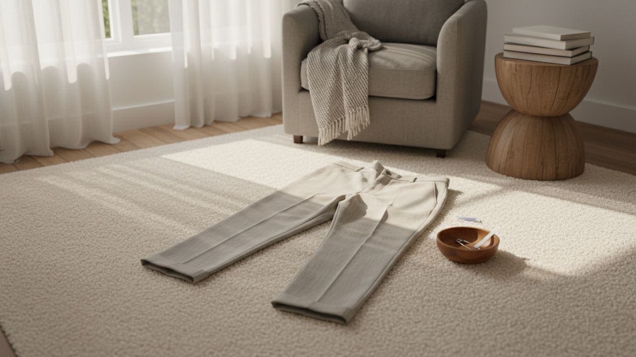 Prise des mesures sur un pantalon fluide