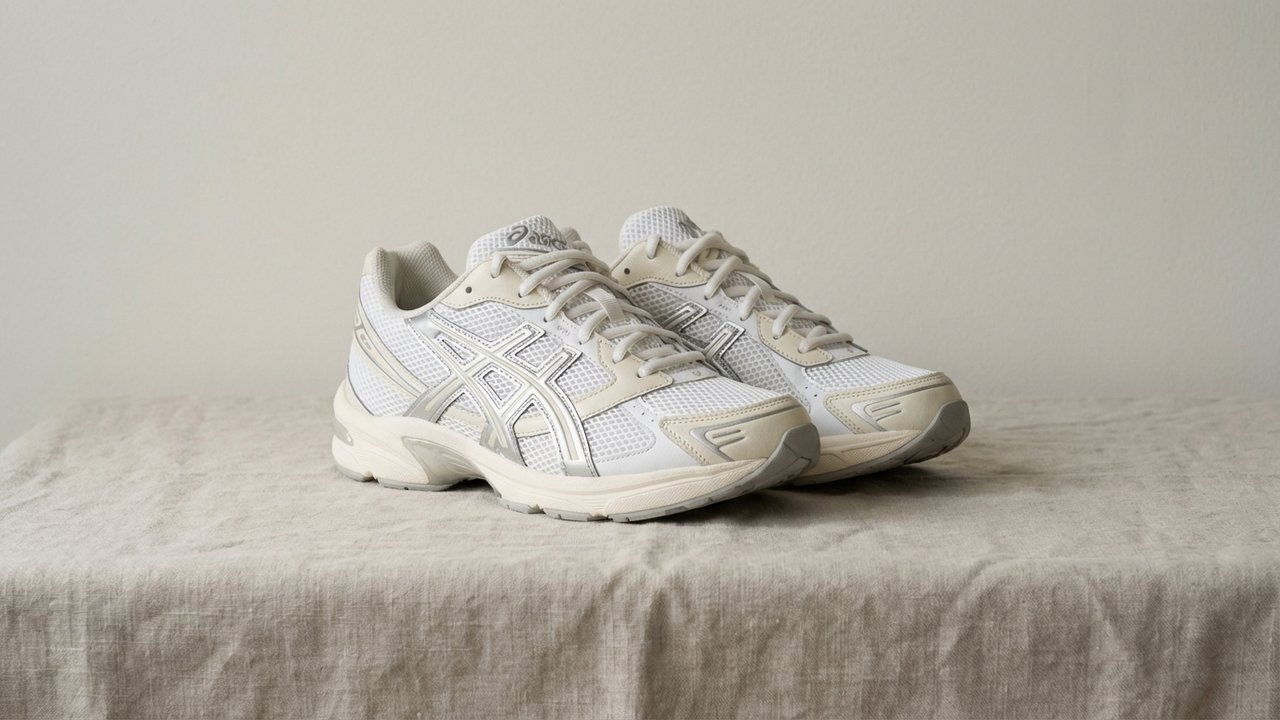 Sneaker Asics Gel-1130 blanche et argentée pour look urbain