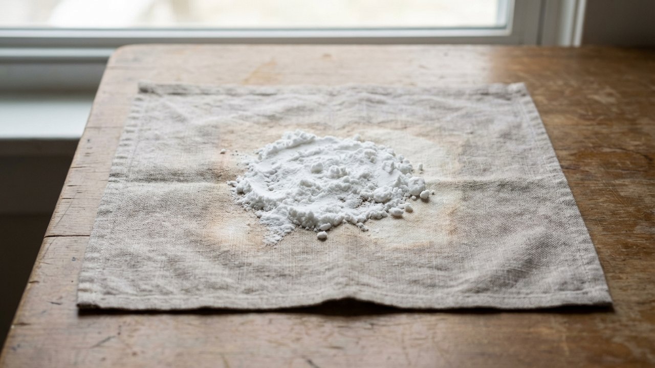 Pâte de bicarbonate de soude sur une tache de javel