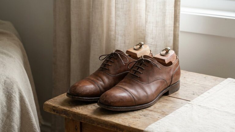Élargissement de chaussures en cuir avec des embauchoirs en bois