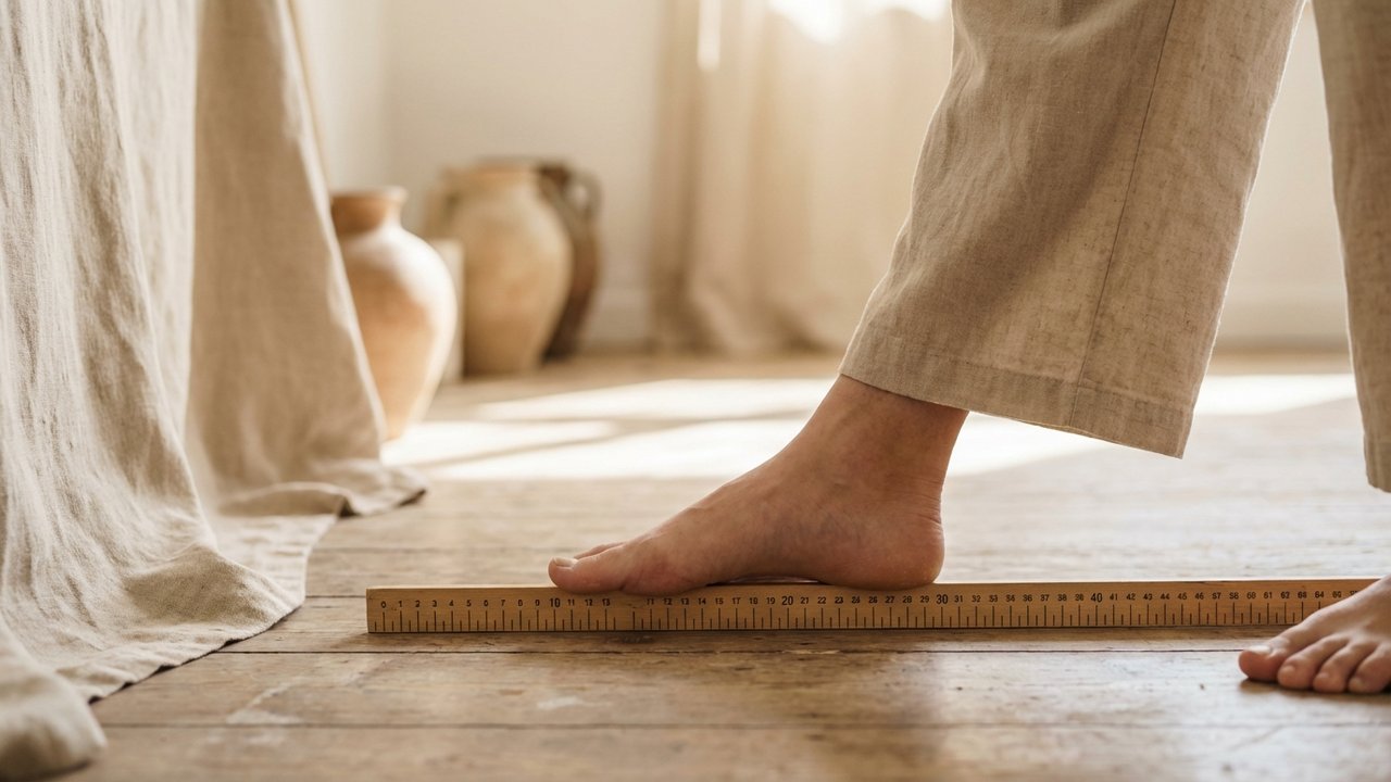 Mesure d'un pied à la règle pour déterminer la bonne taille de chaussure