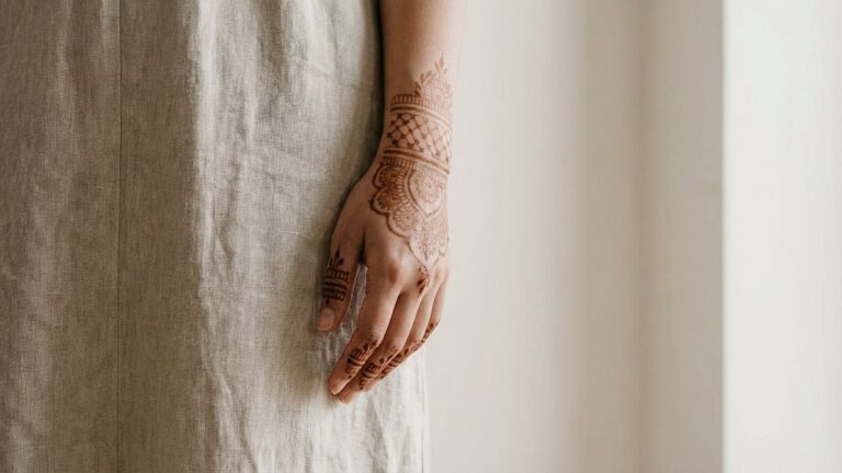 Tatouage au henné marron sur le poignet d'une main