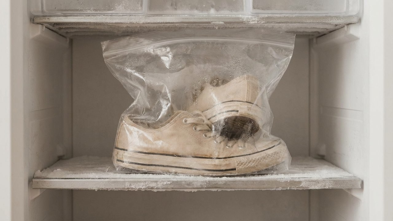 Chaussures placées au congélateur pour éliminer les odeurs