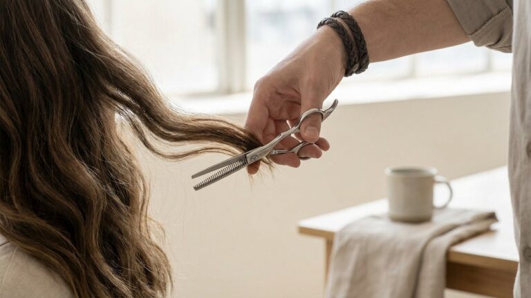 Utilisation de ciseaux sculpteurs pour désépaissir des cheveux