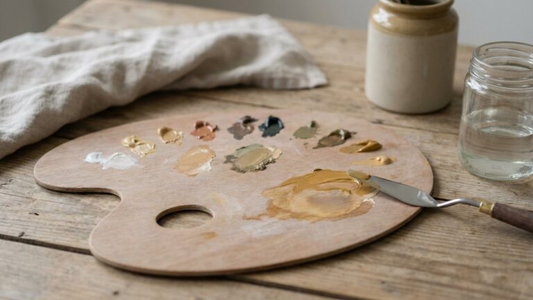 Dilution de peinture à l'huile avec un diluant sur palette