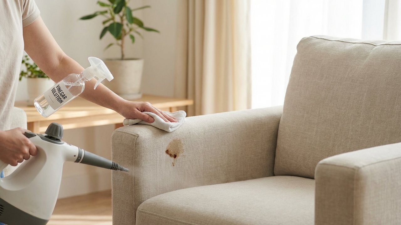 Traitement d'une tache tenace sur fauteuil en tissu