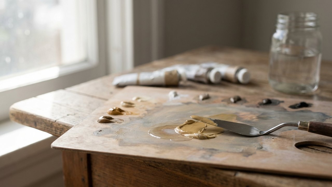 Mélange goutte à goutte de diluant dans la peinture à l'huile