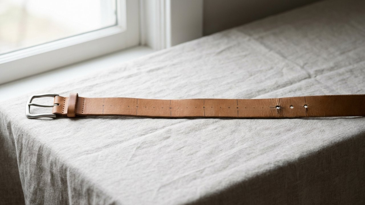 Mesure d'une ceinture de la boucle au trou central