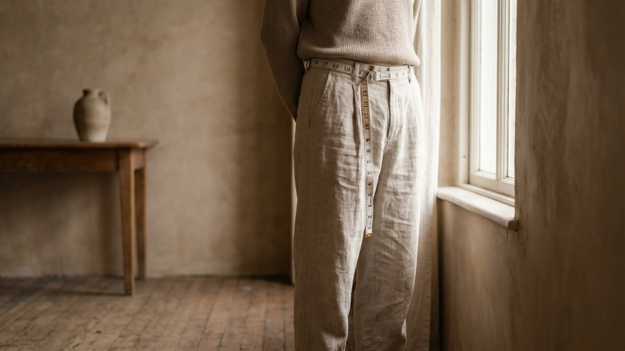 Mesure du tour de taille avec mètre ruban dans les passants