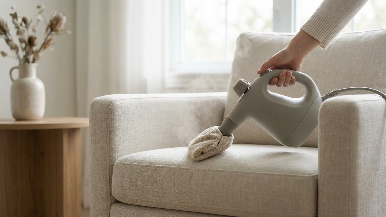 Utilisation d'un nettoyeur vapeur sur tissu de fauteuil