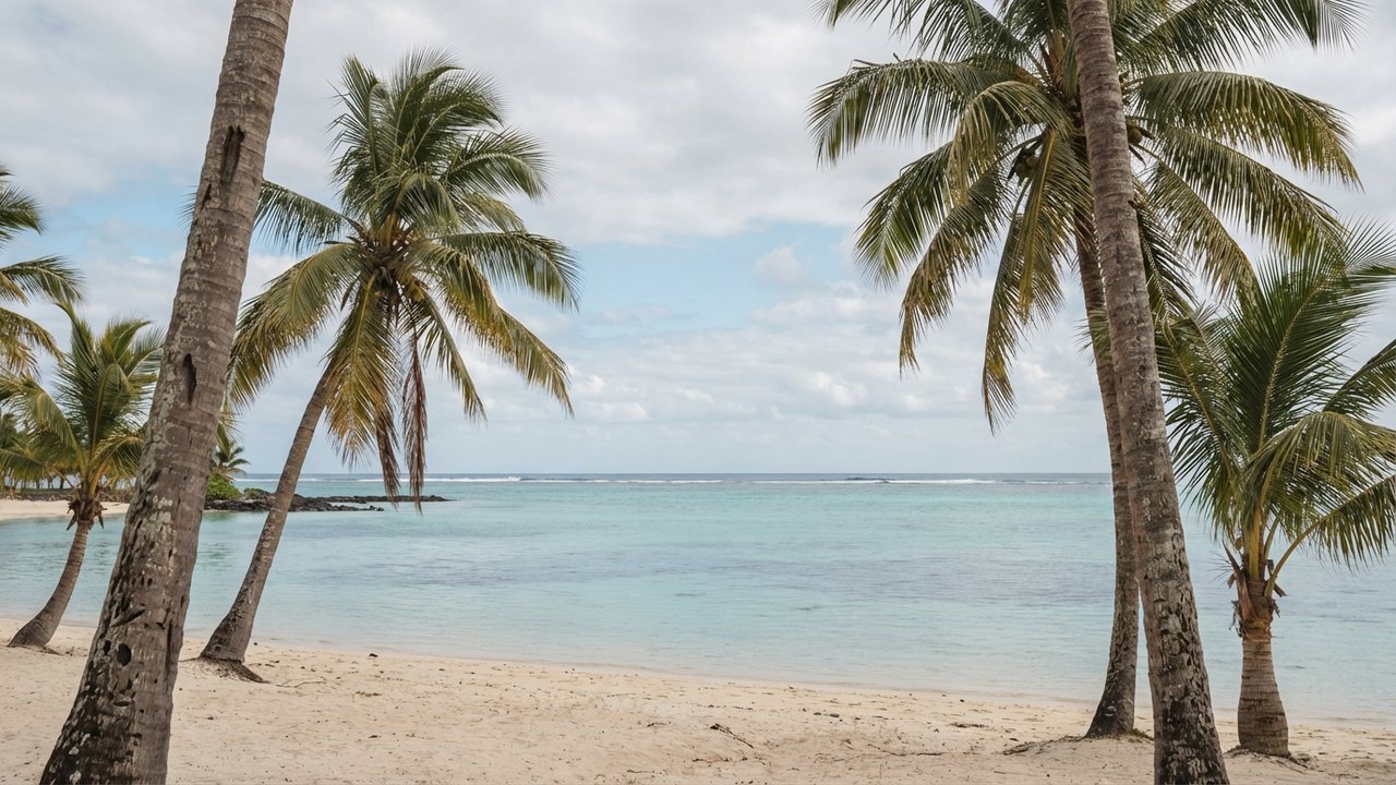 Plage au lagon turquoise avec palmiers à l'île Maurice