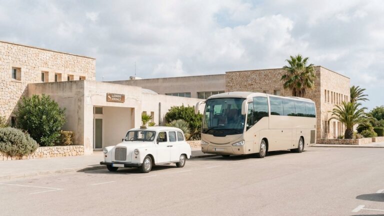 Taxi et bus de transport à l'aéroport de Minorque