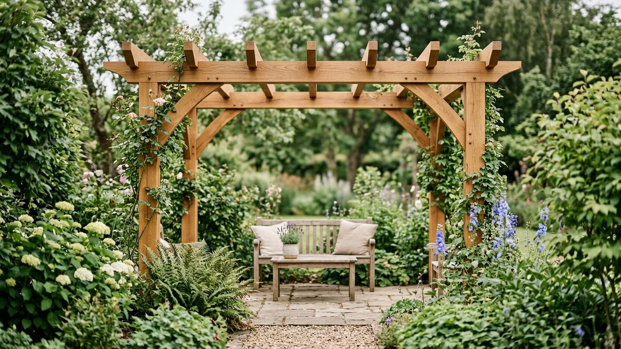 Abri de jardin avec revêtement de protection et teinte appliquée