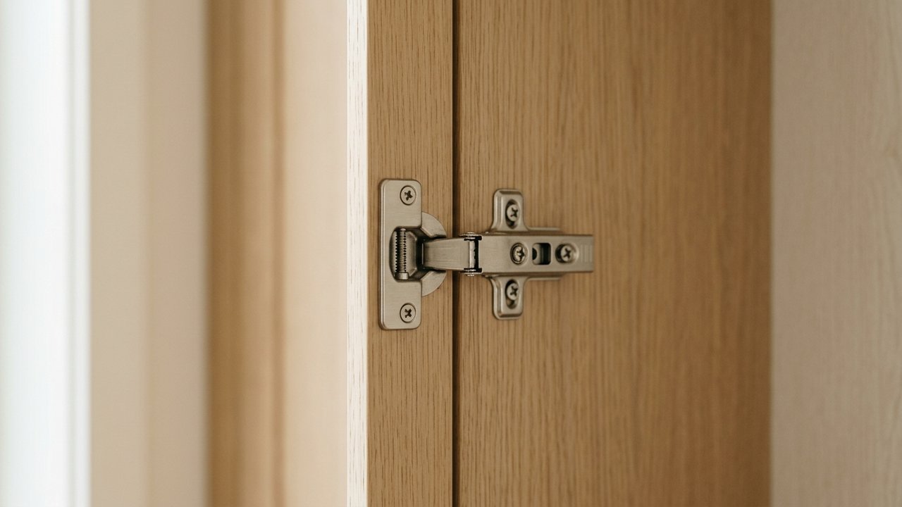 Ajustement de la hauteur d'une porte de placard via la vis centrale