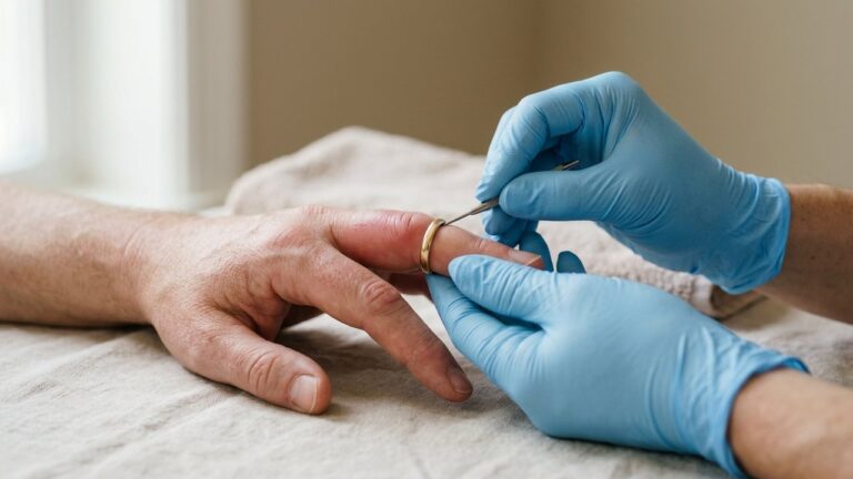 Alliance coincée sur un doigt gonflé