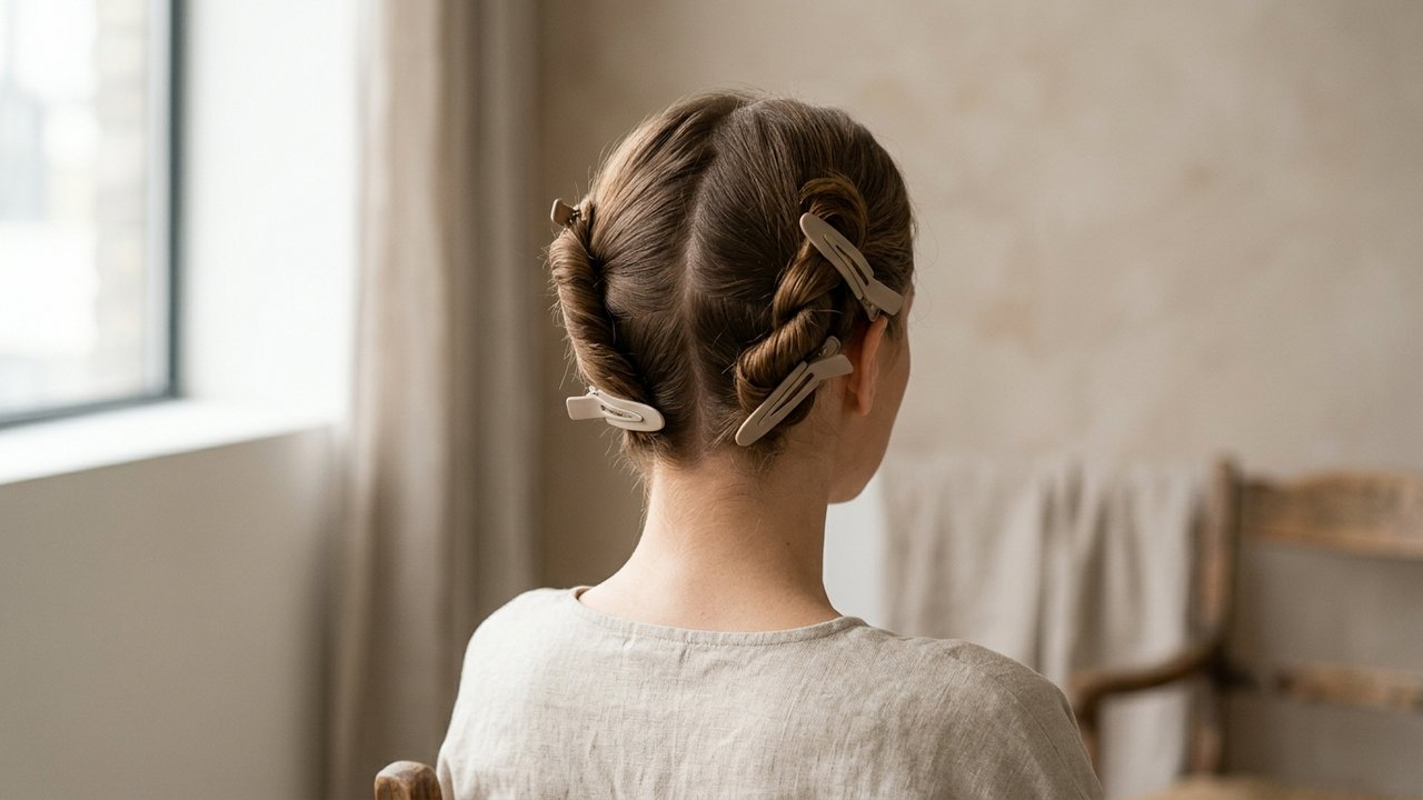 Cheveux divisés en quatre sections avec des pinces avant teinture