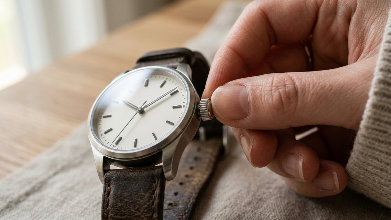Manipulation de la couronne pour régler l'heure sans endommager la montre