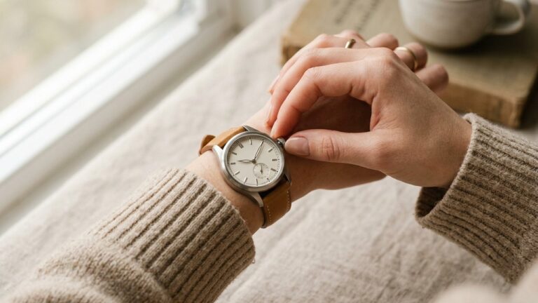 Ajustement de la couronne d'une montre mécanique pour régler l'heure