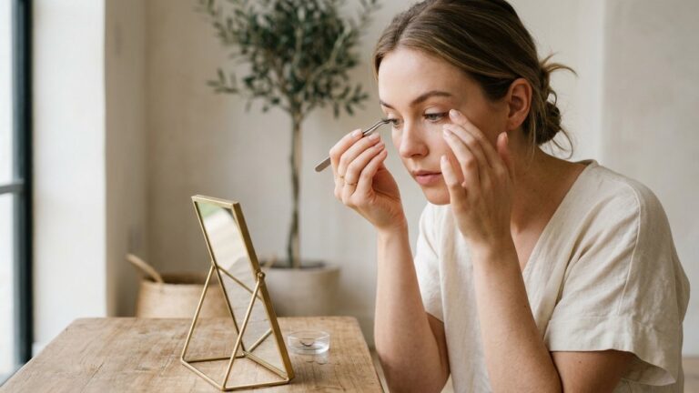 Retrait délicat d'une extension de cils avec une pince fine