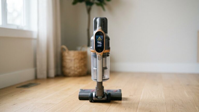 Aspirateur Dyson affichant le message conduit d'air bloqué