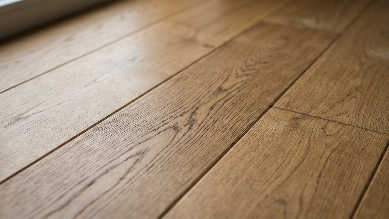 Détail d'un parquet huilé avec veinage naturel visible