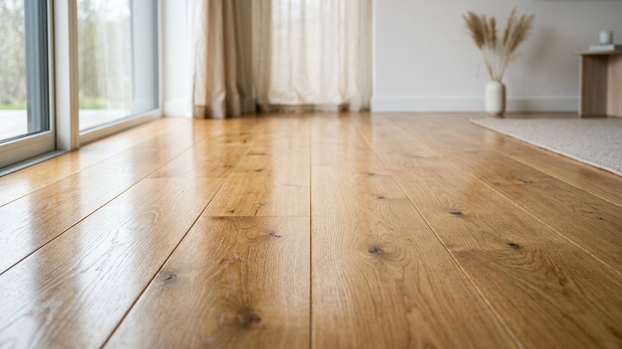 Parquet vernis avec film de protection brillant