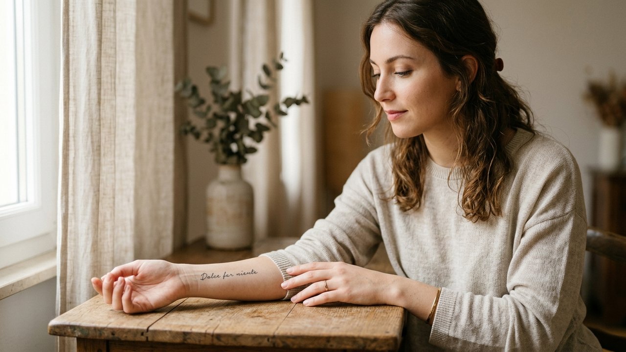 Tatouage phrase italienne minimaliste sur le poignet