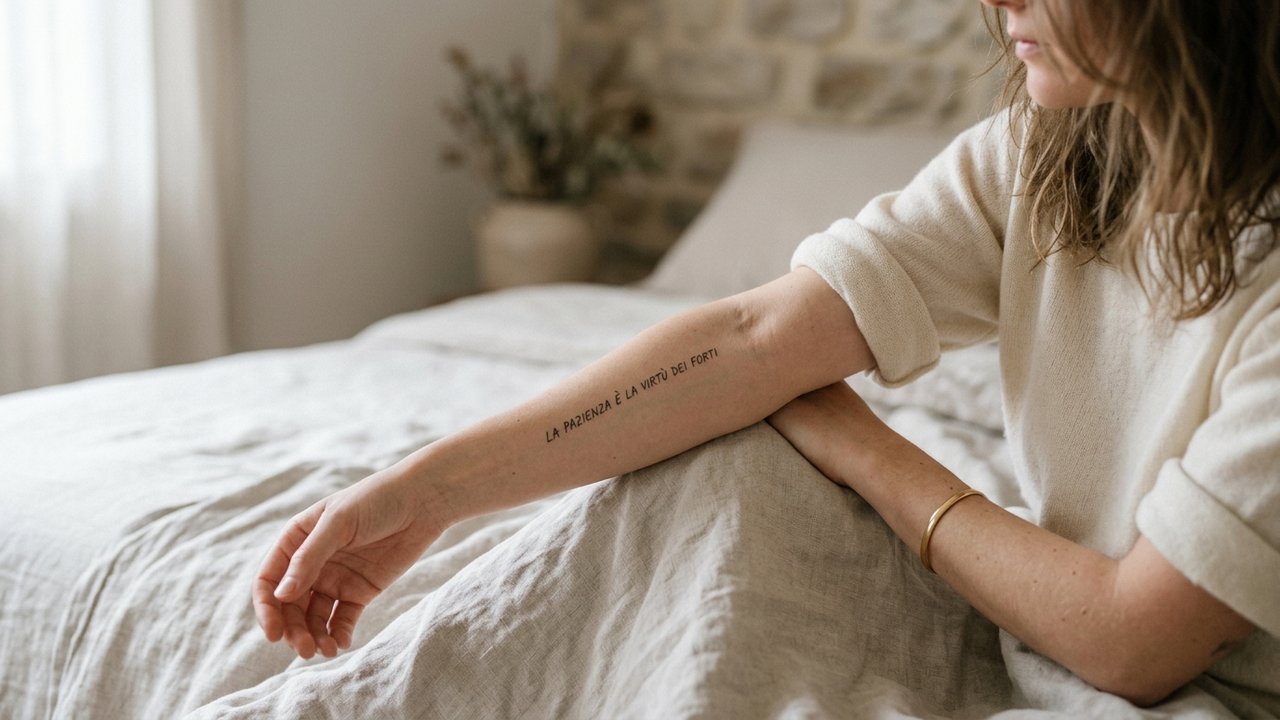 Tatouage proverbe italien sur la côte ou l'avant-bras