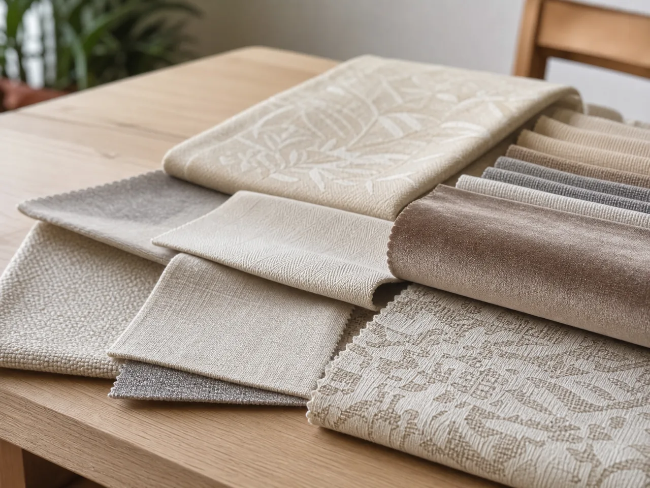 Échantillons de coton, lin, velours et jacquard à motifs