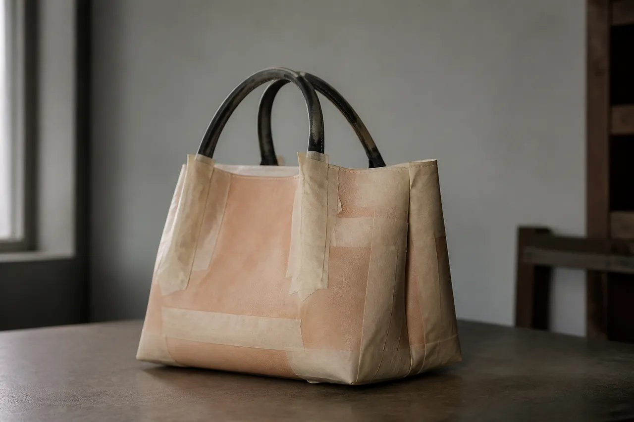 Protection d'un sac en cuir avant teinture