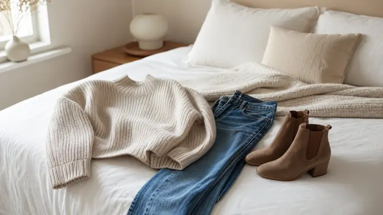 Pull oversize assorti à un jean et des bottines