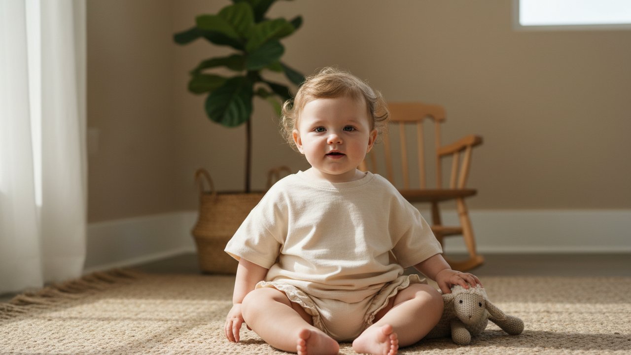 Tenue légère pour bébé en été : t-shirt ample et bloomers en coton